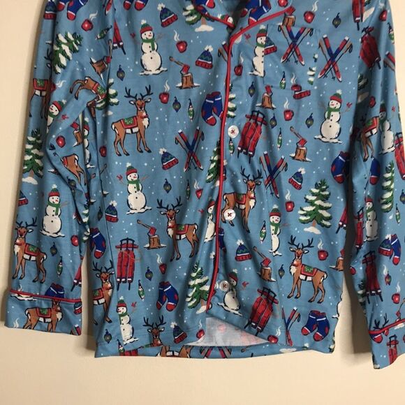 Hatley kids cozy Christmas reindeer and Christmas tree pajamas set size 10 - Picture 4 of 11